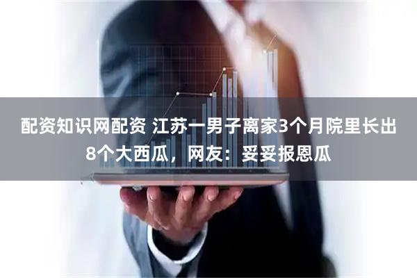 配资知识网配资 江苏一男子离家3个月院里长出8个大西瓜，网友：妥妥报恩瓜